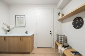 Walk in utility room off of garage