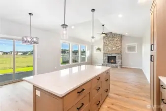 Natural gas stone fireplace in the great room.