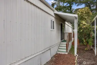 The south side covered entry.