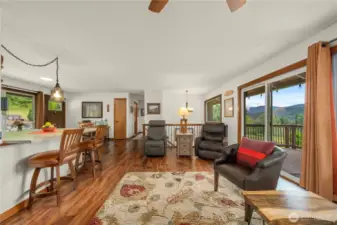 You can see the stunning views through the slider of the living room from here.