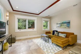 Entertain room, bedroom, oversized office wired for surround sound speakers, large office or main floor shower bath in next room