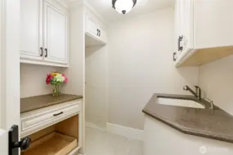 Utility room ready for stackable washer and dryer on main floor