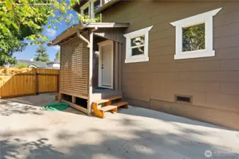 Back patio off the kitchen. All new concrete