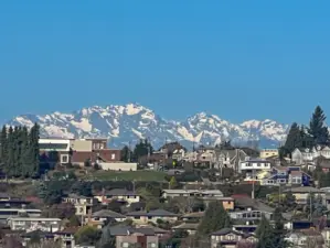 Amazing view of the Olympic Mountains from the Primary bedroom and deck.  Zoomed in.