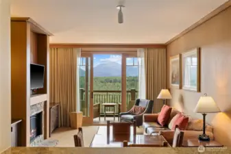 living room with balcony