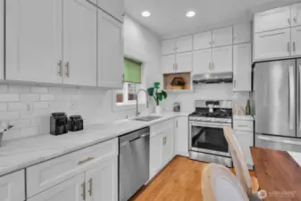 kitchen designed for intimate cooking and dining