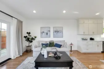 living room area with french doors on left