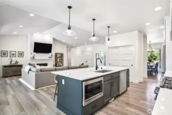 Open concept while cooking, large pantry