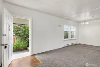 Front door covered entry into the living room.
