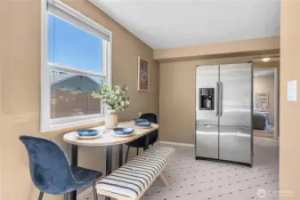 Kitchen's large enough to fit a table and chairs for a convenient breakfast nook
