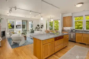 Kitchen Island centers the great room, open concept space.