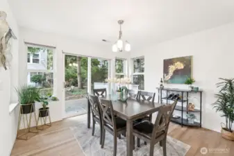 Dining area overlooks patio. This room also makes a great office/nook/sitting room.