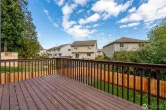 Large deck lookin over backyard