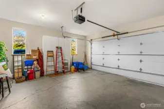 Large double car garage with storage units