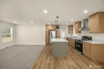 Kitchen and living room without virtual staging