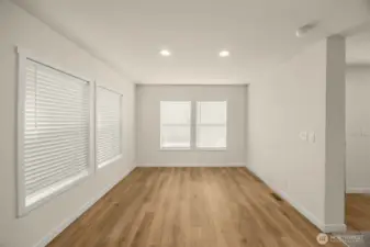 Bright dining room space filled with natural light
