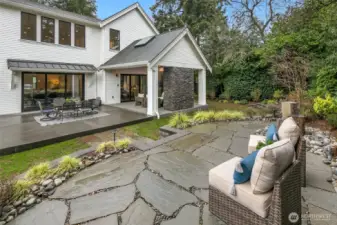Added Seating area with Custom Water Feature, Relax and Enjoy!