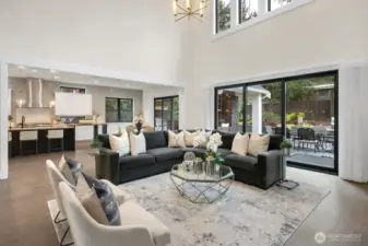 2 sets of patio doors leading to covered patio space