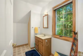 Bath on upper level of the garage.