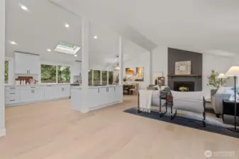 Enter into your show-stopping great room, complete with gas fireplace.