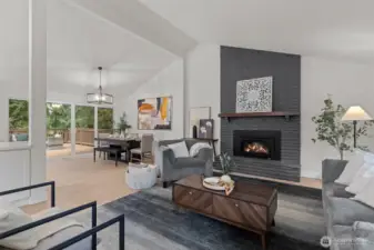 The great room style allows for flexible layouts depending on the size of your party.