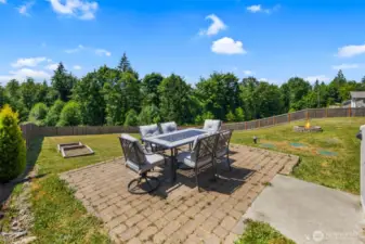 Fully-fenced backyard.