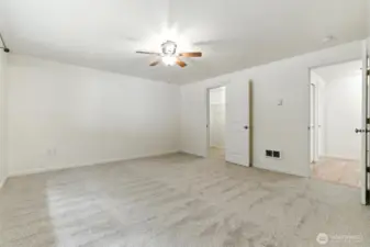 Primary bedroom is large.