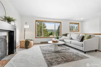 Beautiful treed views from living room.