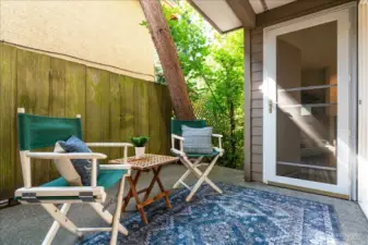 Partially covered private patio