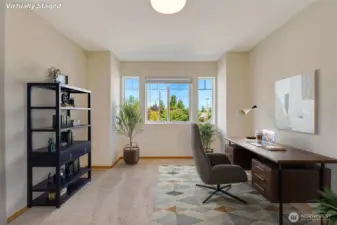 1st of three bedrooms upstairs ...virtually staged