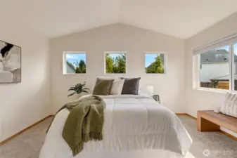 Vaulted ceiling creating a spacious retreat