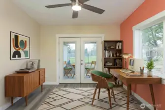 Digital staging idea #2 for bonus room: what a great home office space!