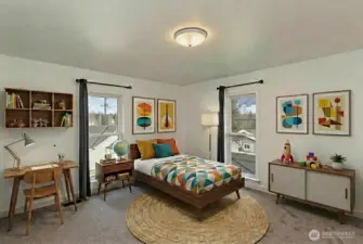 Another option for kid's room: there are 4 bedrooms upstairs. Digitally staged