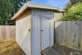 Great storage in the garden shed ready for your all your yard tools!