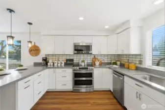 Abundant cabinetry and pantry storage keep everything organized and within reach.
