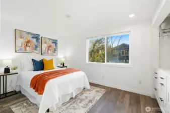 Versatile space perfect for guests, a home office, or both.  Built-in closet storage adds smart functionality.