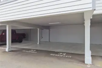 Parking Space #34. Two spots away from entrance of the building.