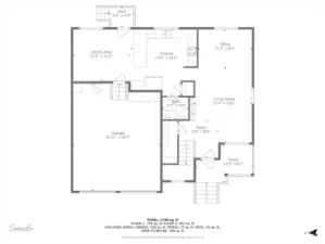 Downstairs Floor Plan and Garage dimensions.