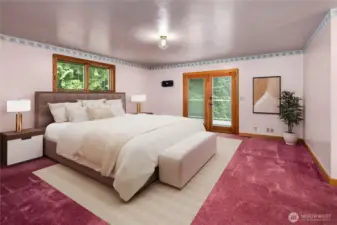 Primary Bedroom with French Doors to Deck