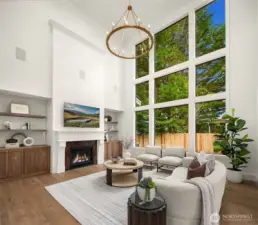 2 story great room that overlooks the private backyard