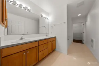 Primary Bathroom with double sinks and good counterspace!
