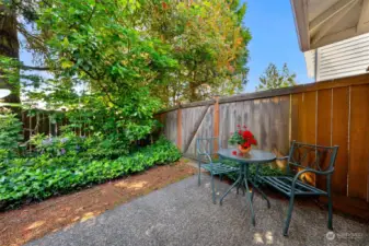 Just outside the dining area is a gorgeous garden of rhododendron and other mature plantings.  The HOA hires a gardener to maintain these plants. Imagine enjoying the beauty of these plants within the privacy of this yard.