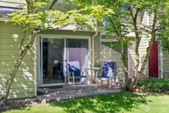 The patio is perfect for entertaining guests or enjoying peaceful bird watching in the beautiful surroundings.
