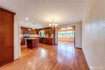 Large kitchen with convenient dining space.