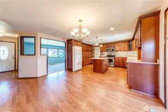 Lots of cabinet storage space with soft close doors and drawers, PLUS beautiful solid surface countertops.