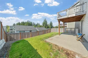 This back yard is "right-sized". Enough space for outdoor, fenced-in fun, yet low maintenance.