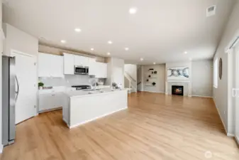Kitchen and great room on the main floor.