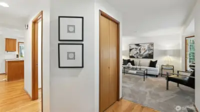 Freshly painted interior and well designed, circular floorplan on the main level