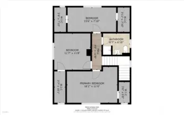 Floor plan top level. Great floor plan with 3 bedrooms on the same level! A highly sought after configuration that adds to the home's allure