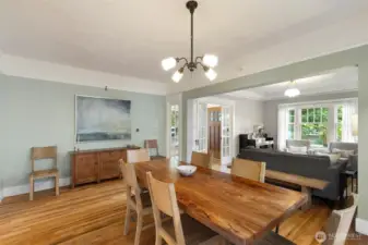 The dining room is large enough for an expanded table for hosting holidays and parties.
